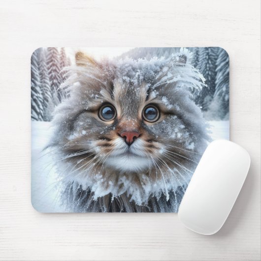 Frosty Maine Coon Cat Mousepad (Mit Mouse)
