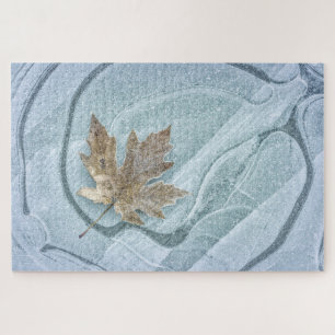Frosty Maple Leaf Frozen on Ice Puzzle