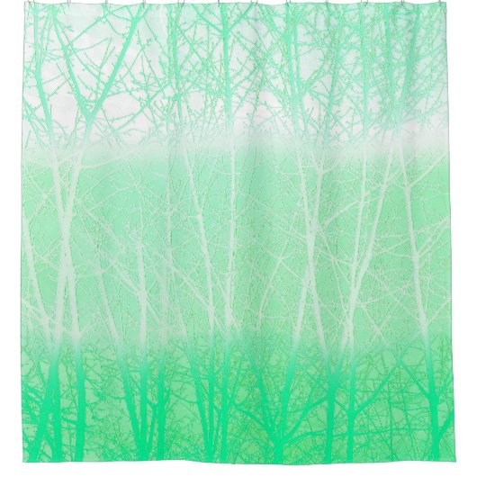 Frosty Misty Branches Mint Green Duschvorhang (Vorderseite)