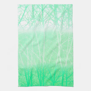 Frosty Misty Branches Mint Green Geschirrtuch