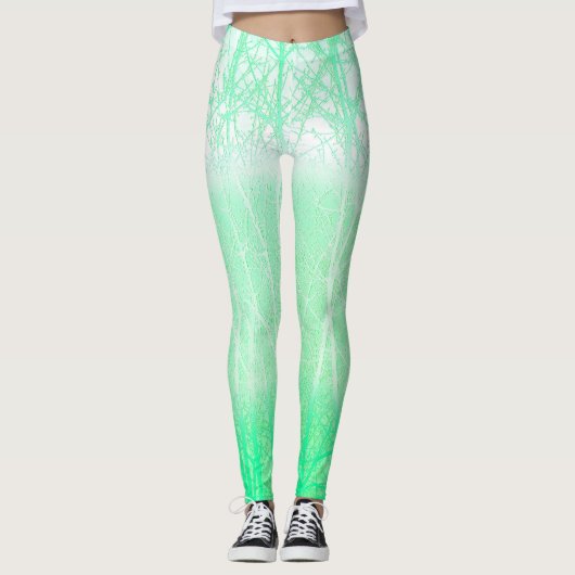 Frosty Misty Branches Mint Green Leggings (Vorderseite)