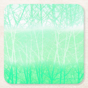 Frosty Misty Branches Mint Green Rechteckiger Pappuntersetzer
