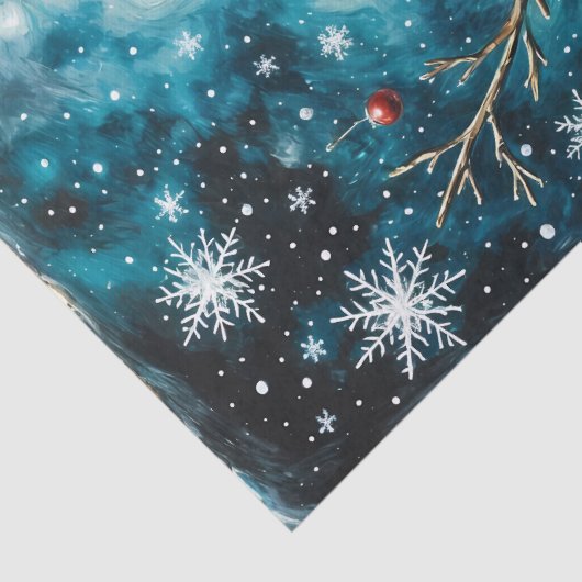 Frosty Night Snowman Whimsisches Weihnachtsdekoupa Seidenpapier (Detail)