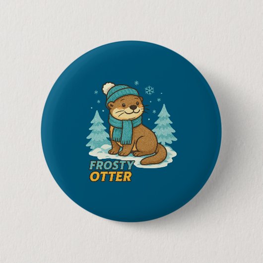 Frosty Otter Winter Charm Art Long Sleeve  Button (Vorderseite)