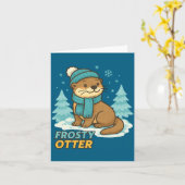 Frosty Otter Winter Charm Art Long Sleeve  Karte (Gelbe Blume)