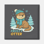 Frosty Otter Winter Charm Art Long Sleeve Magnet (Vorne)