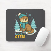 Frosty Otter Winter Charm Art Long Sleeve  Mousepad (Mit Mouse)