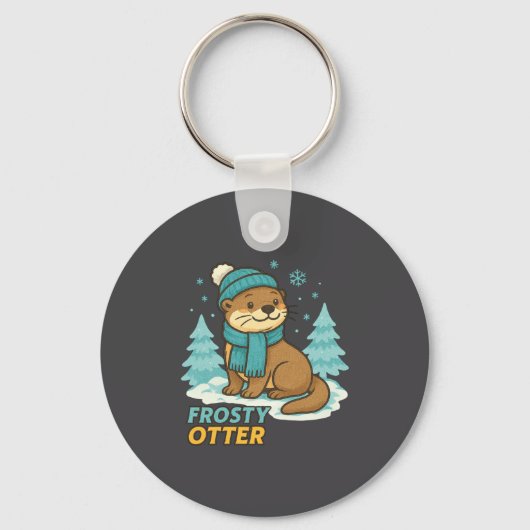 Frosty Otter Winter Charm Art Long Sleeve Schlüsselanhänger (Vorderseite)
