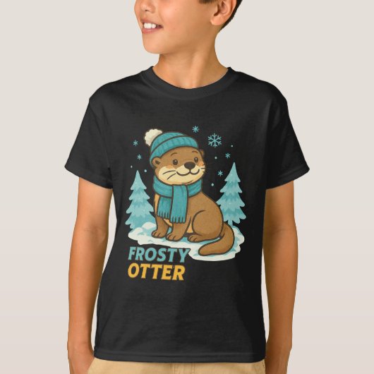 Frosty Otter Winter Charm Art Long Sleeve T-Shirt (Vorderseite)