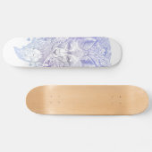 Frosty pastel purple fox in foliage skate deck skateboard (Horizontal)