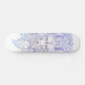 Frosty pastel purple fox in foliage skate deck skateboard (Horizontal)