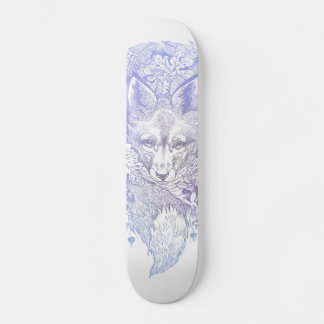 Frosty pastel purple fox in foliage skate deck skateboard