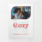 Frosty Peppermint Cozy Vibes Retro Weihnachtsfest  Dreifach Gefaltete Urlaubskarte (Cover)