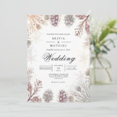 Frosty Pinecone Winter Wedding Einladung (Stehend Vorderseite)