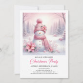 Frosty Pink Coquette Snowman Digital Christmas Einladung (Vorderseite)