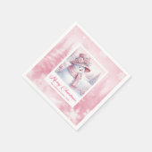 Frosty Pink Snowman Napkins Pinkmas Winter Scene Serviette (Ecke)