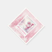 Frosty Pink Snowman Winter Scene Christmas Napkins Serviette (Ecke)