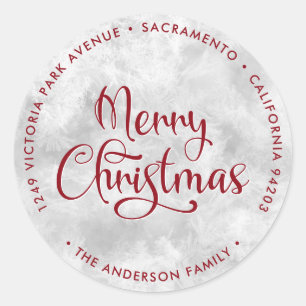 Frosty Red Merry Weihnachts-Rücksendeadressen-Aufk Runder Aufkleber