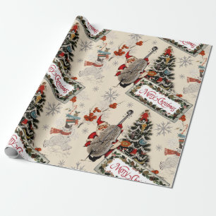 Frosty Retro Christmas Wrapping Paper Geschenkpapier