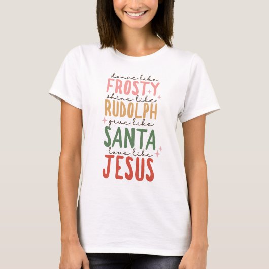 Frosty Rudolf Santa Jesus Christmas T Shirt (Vorderseite)