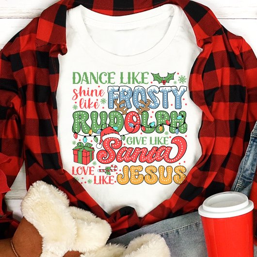 Frosty Rudolph Santa Jesus Christlich Weihnachten Tri-Blend Shirt