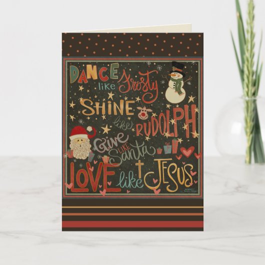 Frosty Rudolph Santa Jesus Weihnachten Karte (Vorderseite)