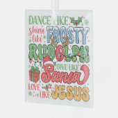 Frosty, Rudolph, Santa und Jesus Ornament Aus Glas (Vorderseite links)