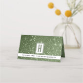 FROSTY Rustic Sage Green Watercolor Monogram Platzkarte (Rückseite)