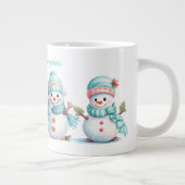 Frosty Sky Blue Snowmen Jumbo-Tasse (Rechts)