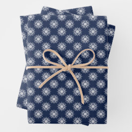 Frosty Snowflake Design auf der Mitternacht Blue S Geschenkpapier Set