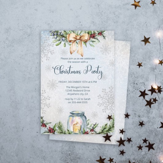 Frosty Snowly Winter Weihnachtsfest Party Einladung