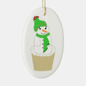 Frosty Snowman Cupcake Keramik Ornament (Rechts)