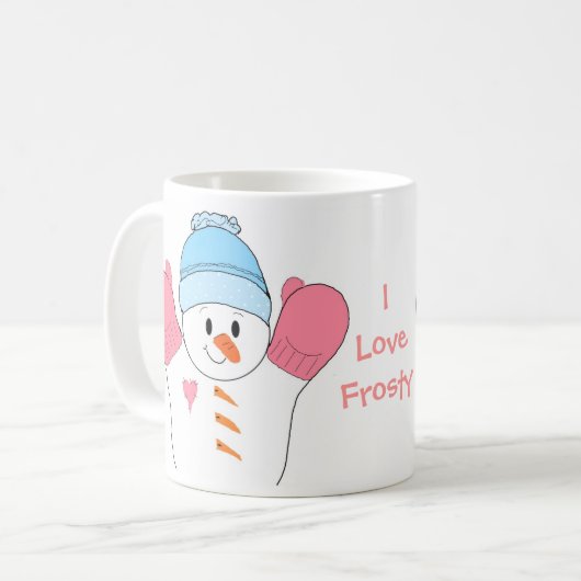 Frosty Snowman in Pink Kaffeetasse (Vorderseite Links)