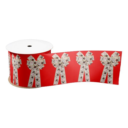 Frosty Snowman Red Ribbon Satinband (Spule)