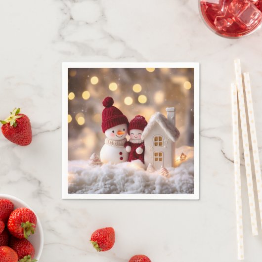 Frosty Snowman Siblings Winter Joy Serviette (Beispiel)