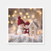 Frosty Snowman Siblings Winter Joy Serviette (Vorderseite)