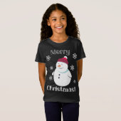 Frosty Snowman Süße Tier Frohe Weihnachten T-Shirt (Vorne ganz)