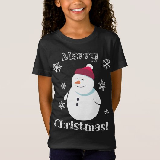 Frosty Snowman Süße Tier Frohe Weihnachten T-Shirt (Vorderseite)
