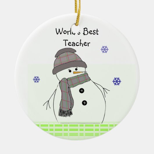 Frosty Snowman World's BestTeacher Keramikornament (Vorne)