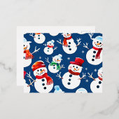 Frosty Snowmen Weihnachtskarte Folien Feiertagspostkarte (Vorderseite/Rückseite)