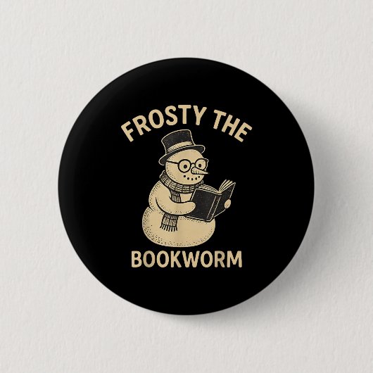 Frosty The Bookworm Snowman Reading Button (Vorderseite)