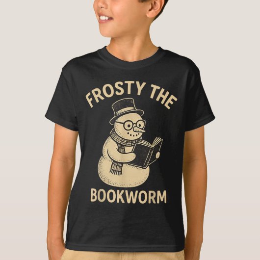 Frosty The Bookworm Snowman Reading T-Shirt (Vorderseite)