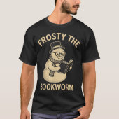 Frosty The Bookworm Snowman Reading T-Shirt (Vorderseite)