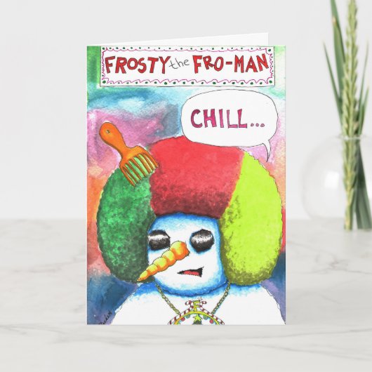 Frosty the Fro-Man Feiertagskarte (Vorderseite)