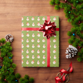 Frosty The Snowman and Santa Claus on Olive Green Geschenkpapier