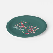 Frosty the Snowman Candy Cane Logo Pappteller (Schrägansicht)