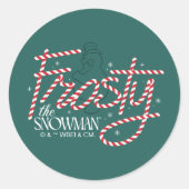 Frosty the Snowman Candy Cane Logo Runder Aufkleber (Vorderseite)