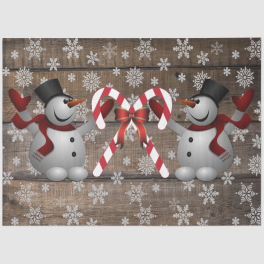 Frosty The Snowman Candy Canes Snowflakes  Seidenpapier (Vorderseite)