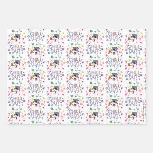 Frosty the Snowman™ | "Chill Out" Regenbogenfarben Geschenkpapier Set (Vorderseite)