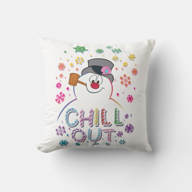 Frosty the Snowman™ | "Chill Out" Regenbogenfarben Kissen (Vorderseite)